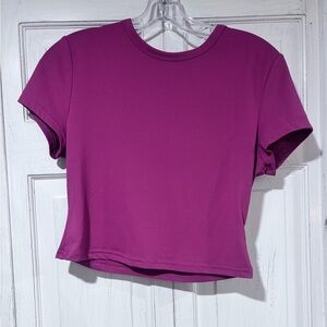 SHEIN Pink Fitted Crop T-Shirt Short Sleeve